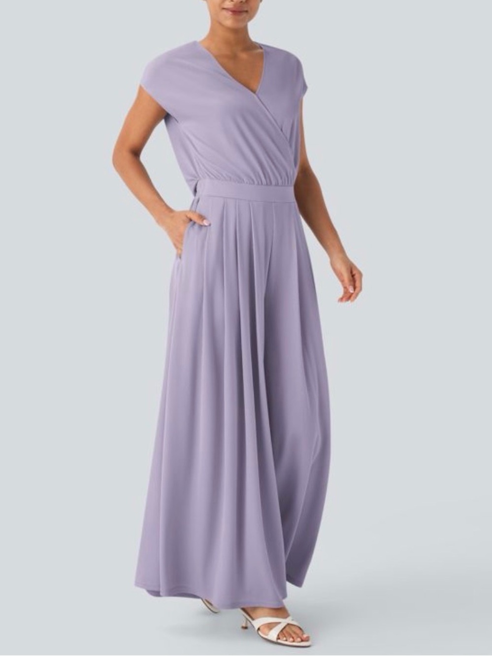 HALARA Lavender Faux-Wrap Maxi Dress